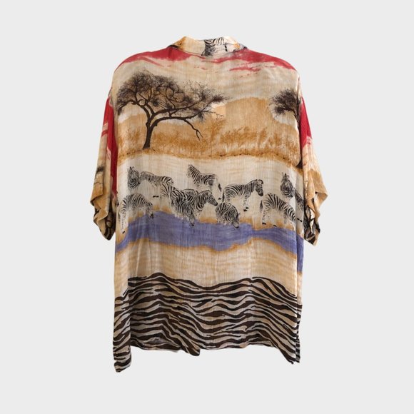 Casual Studio 90s Vintage Savannah Zebra Blouse size XL - Picture 2 of 8